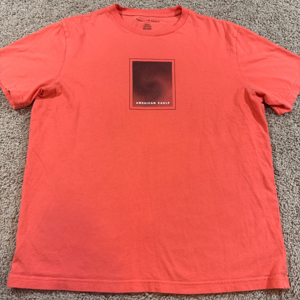 American Eagle T-Shirt Mens Medium Coral Graphic Print Standard Fit Excellent